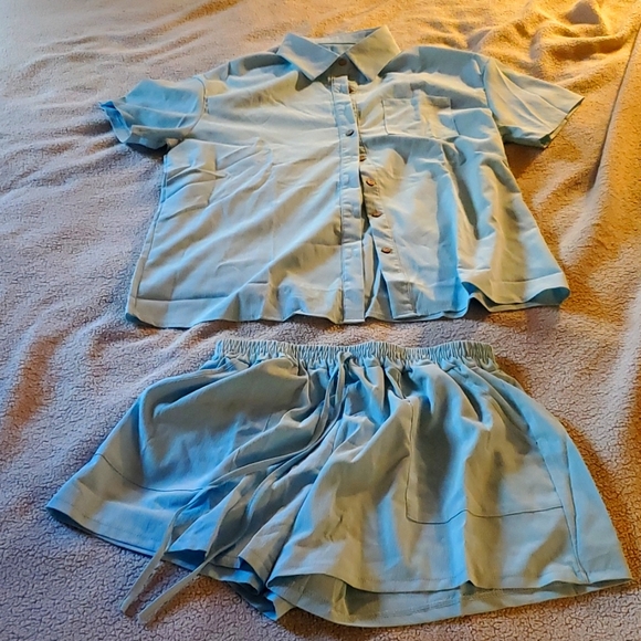 temu Other - Linen shirt and shorts set